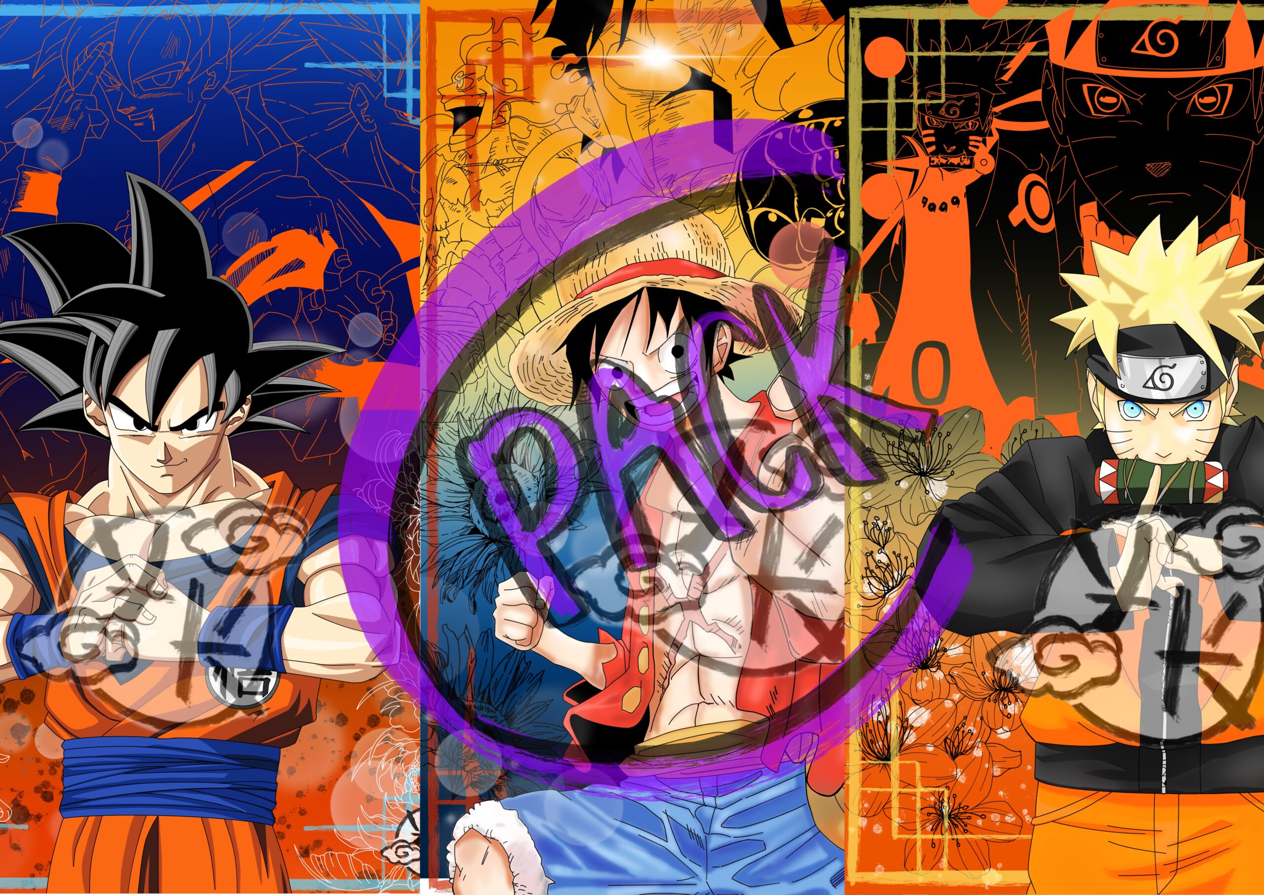 PACK: Dragon Ball Z-One Piece-Naruto« Luffy-Son Goku-Naruto»